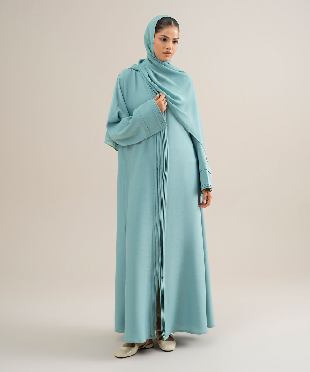 Women's Polyester Blue Kimono Abaya Set