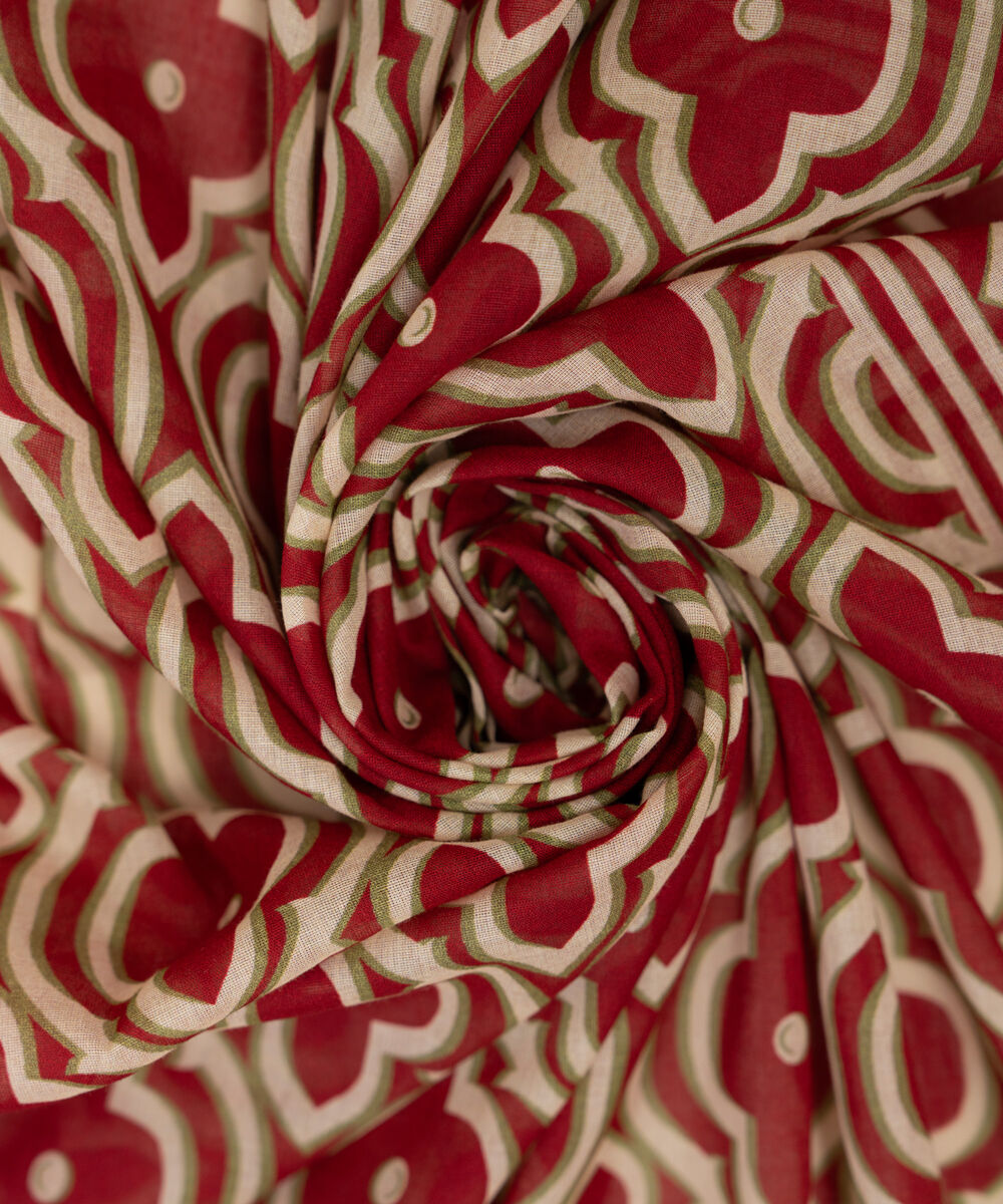 Lawn Printed Red Dupatta