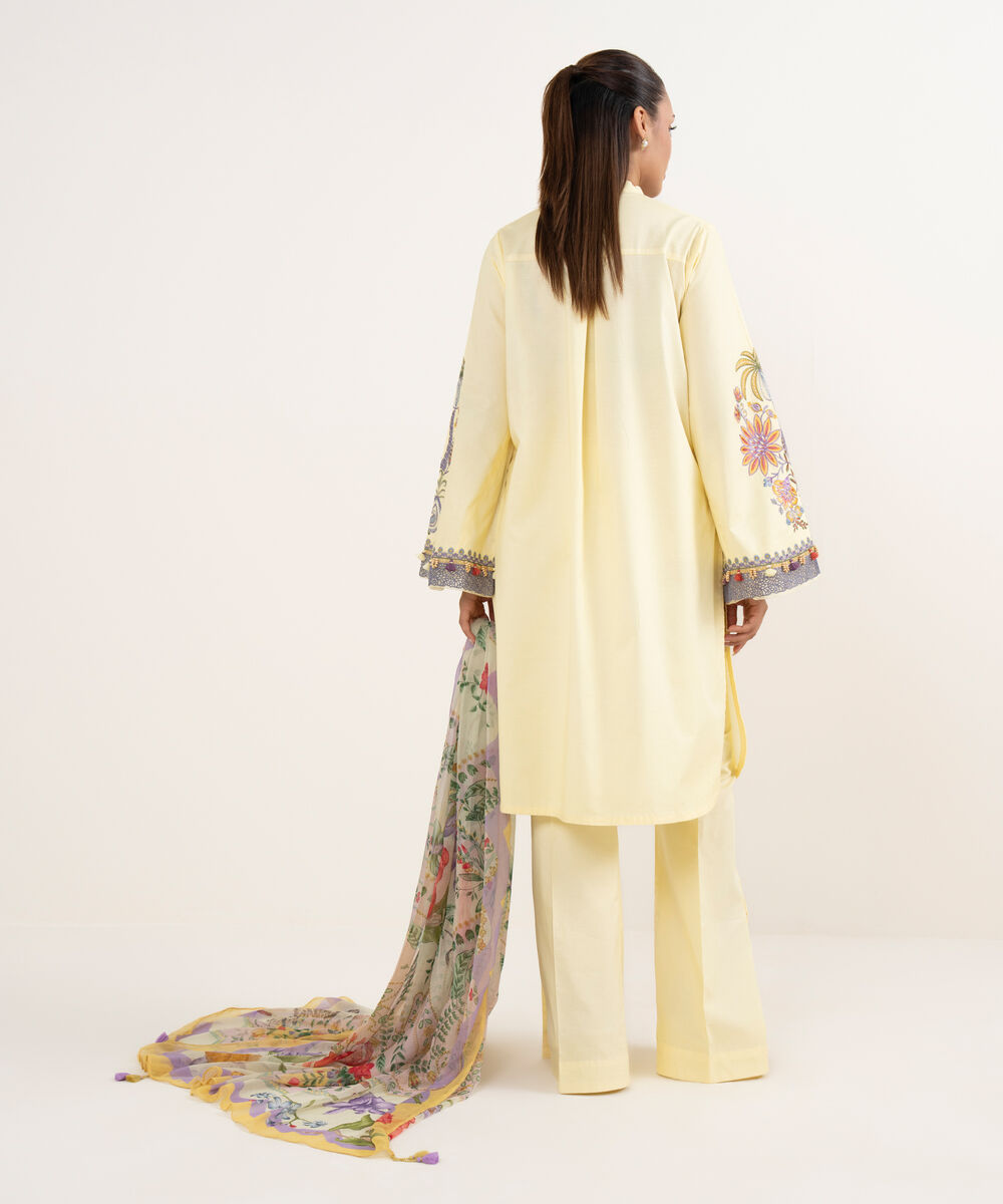 Women's Unstitched Textured Lawn Dyed Three Piece Suit