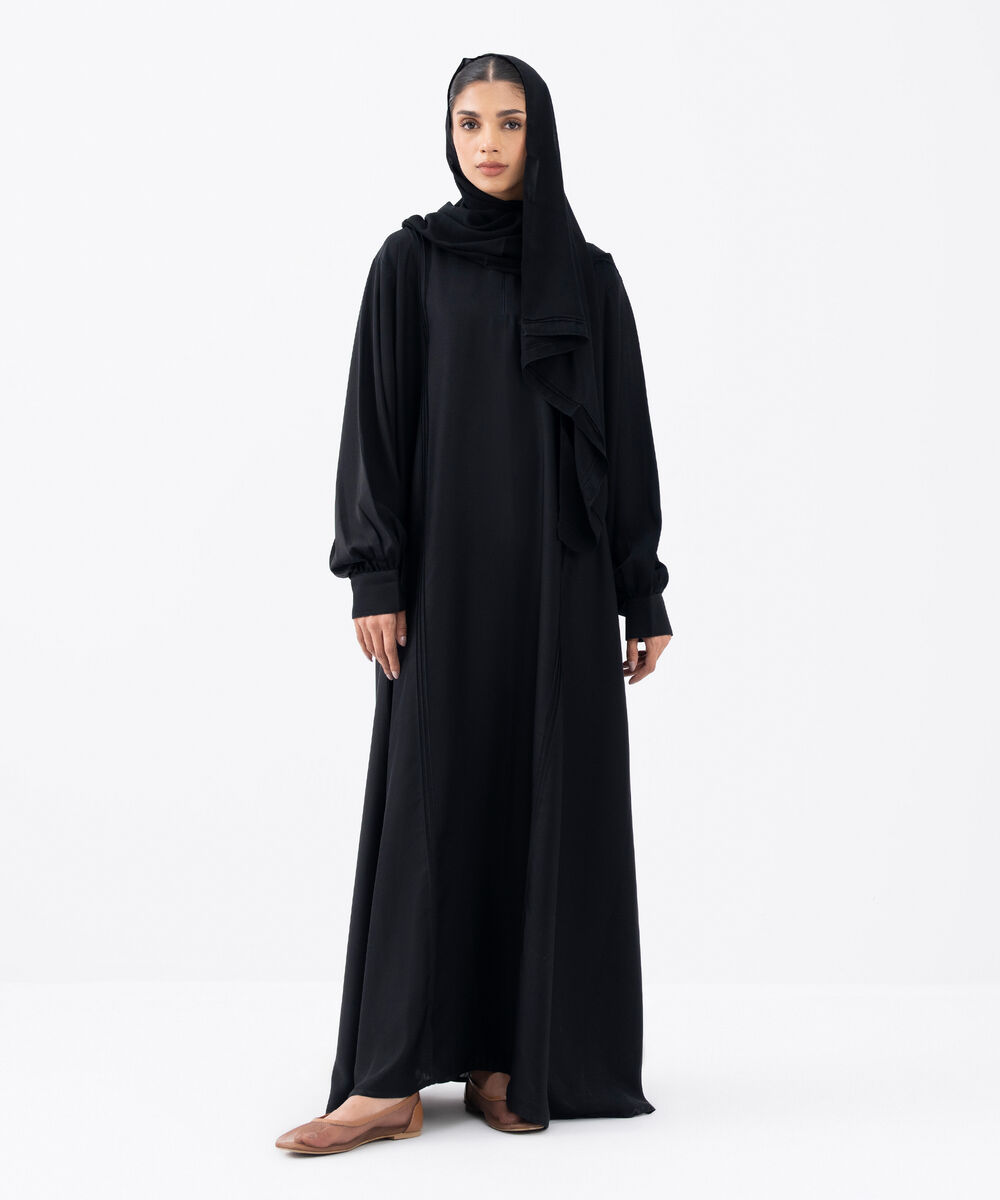 Women's Black Polyester Abaya Set