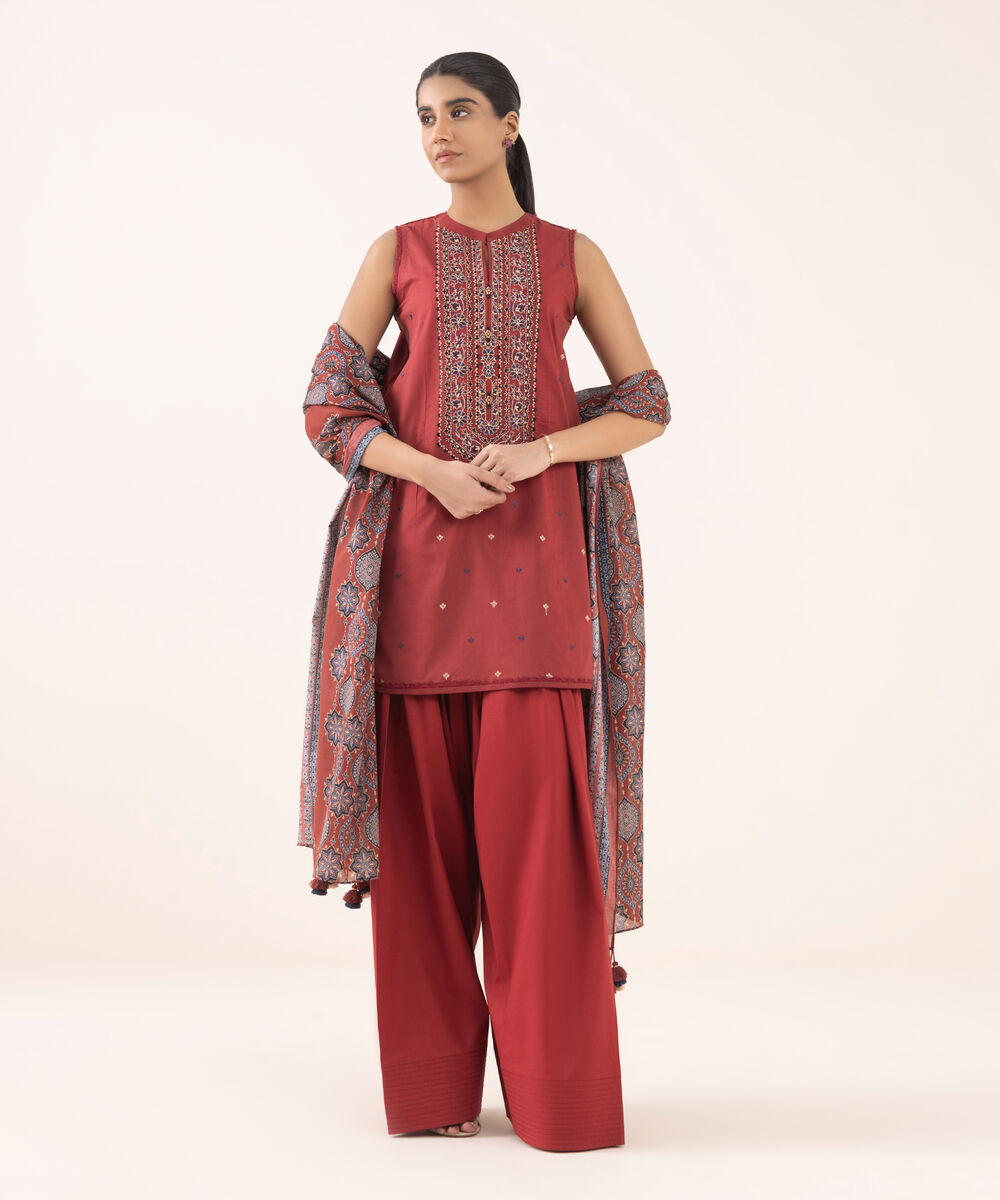 Women's Unstitched Lawn Embroidered Multi Three Piece Suit
