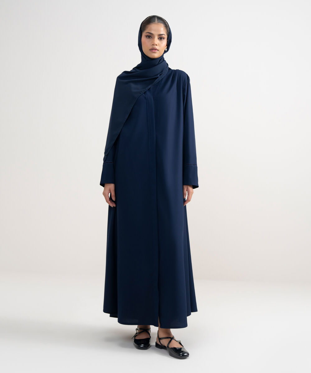 Women's Navy Button Through Regular Abbaya Set