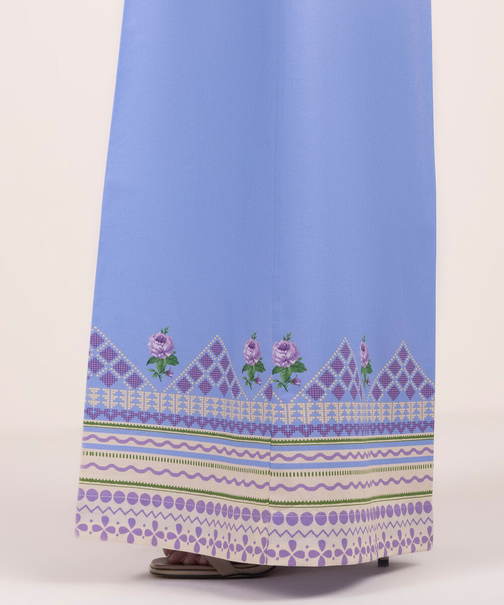 Women's RTW Lawn Printed Blue Flared Pants