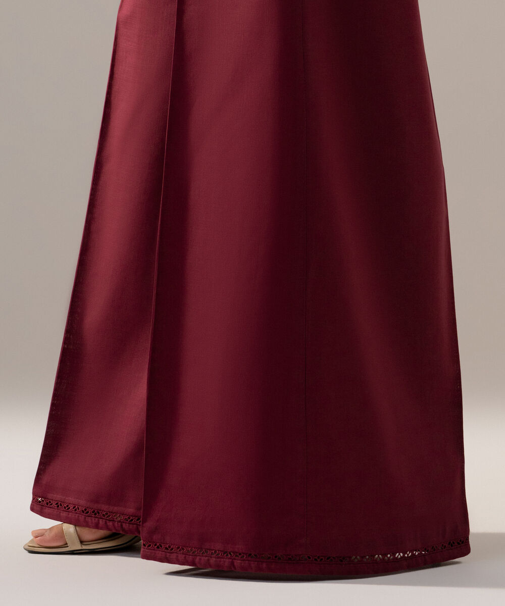 Women's RTW Cross Hatch Solid Maroon Flared Pants