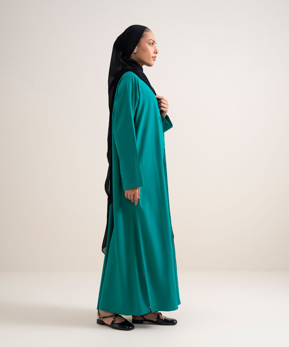Women's Turquoise Button Through Raglan Abbaya
