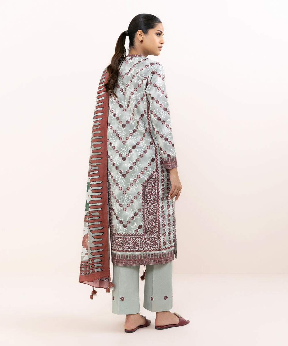 Women's Unstitched Cotton Printed Multi Three Piece Suit
