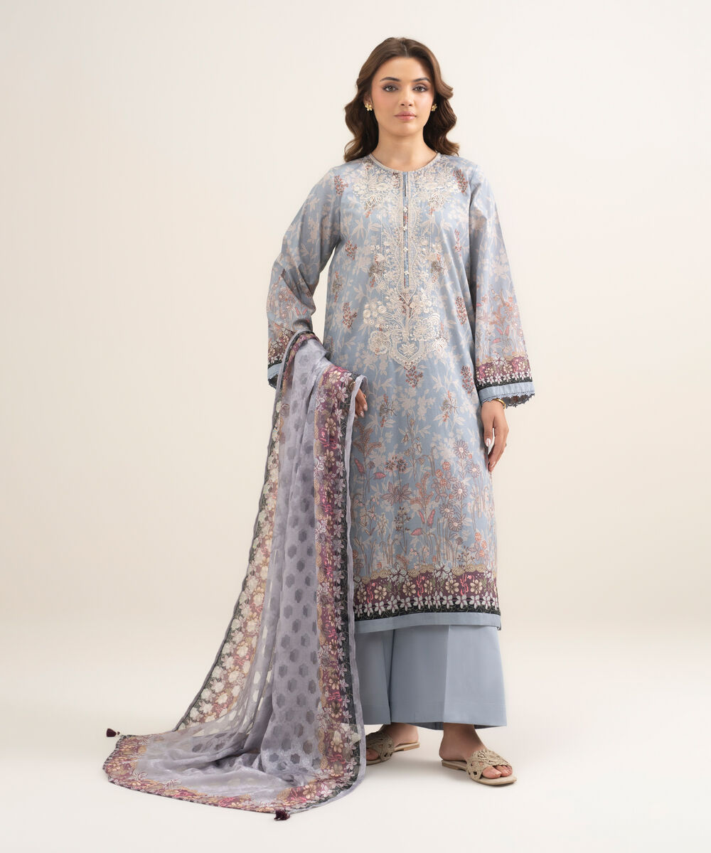 Brochea Jacquard Printed Lilac Dupatta