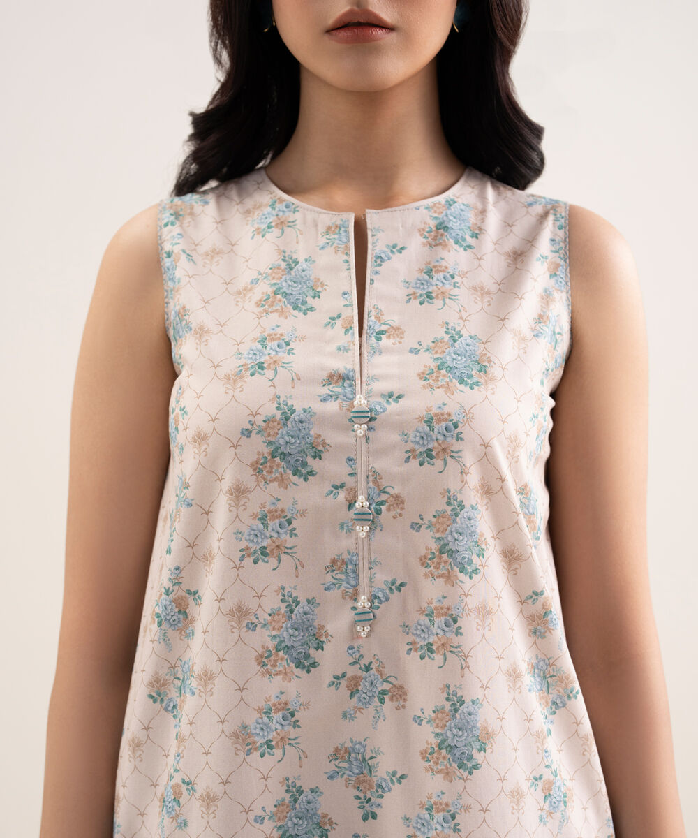 Women's Unstitched Lawn Printed Pink 3 Piece Suit