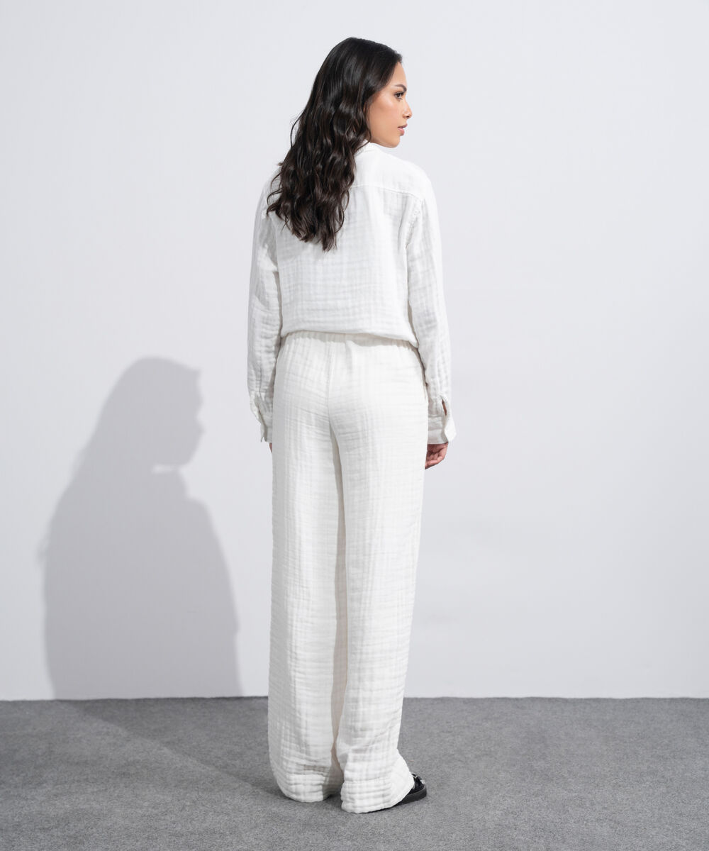 Women's Western White Cotton Muslin Pull-On Trousers