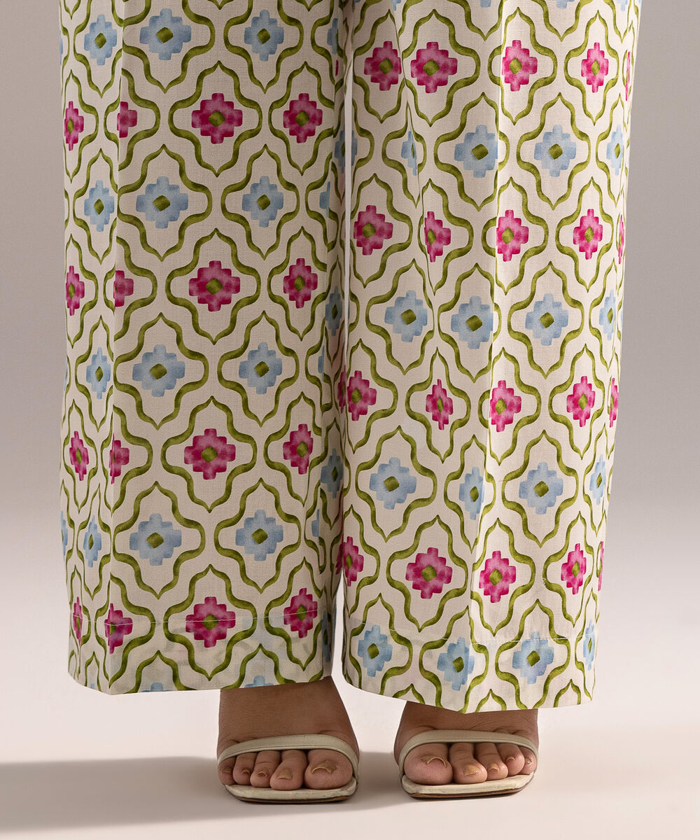 Women's RTW Cambric Printed White Culottes