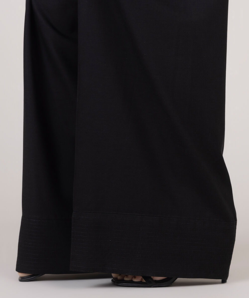 Women's RTW Cotton Viscose Black Solid Shalwar