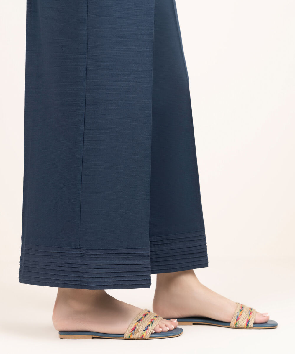 Women's RTW Khaddar Solid Blue Culottes