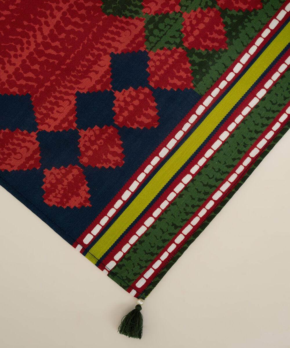 Printed Khaddar Green Dupatta