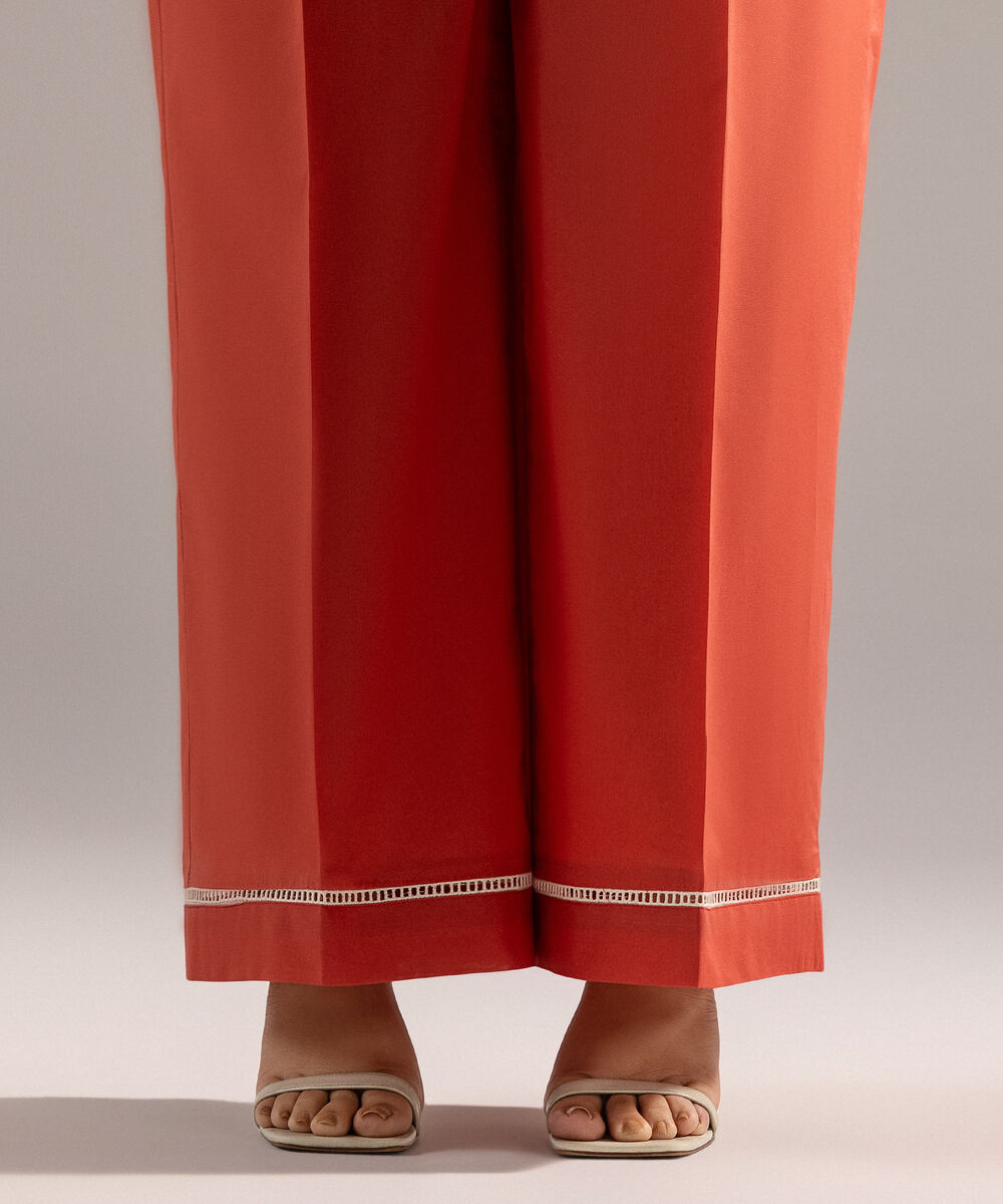 Women's RTW Cambric Solid Coral Culottes