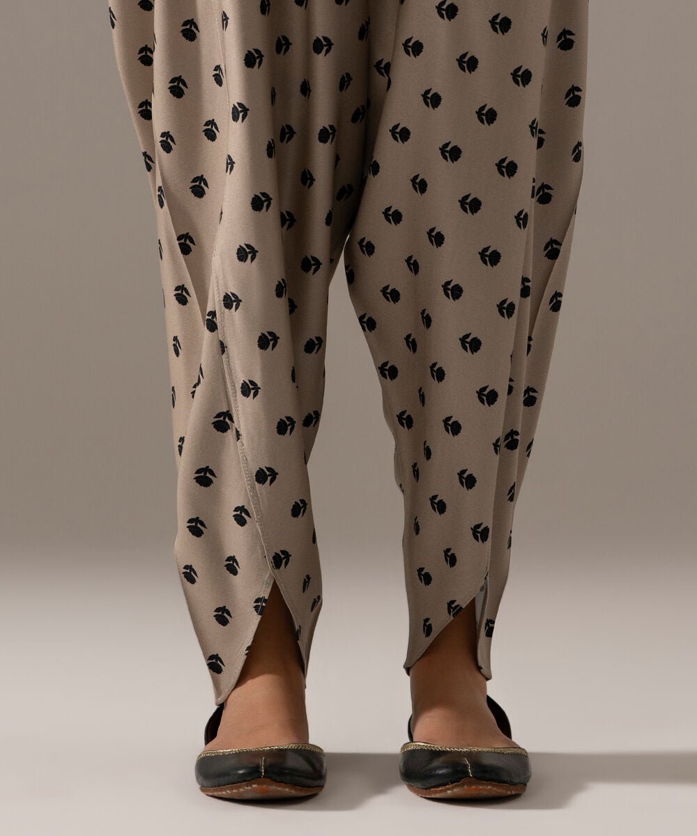 Women's RTW Viscose Marina Printed Grey Tulip Shalwar