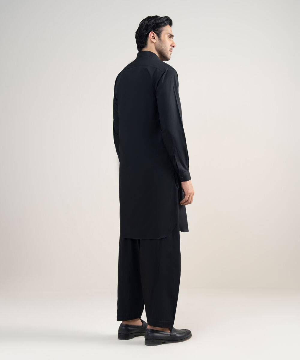 Men's Stitched Premium Cotton Black Suit