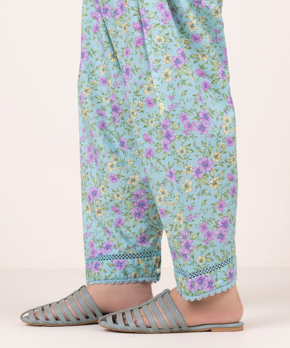 Women's RTW Lawn Printed Blue Shalwar