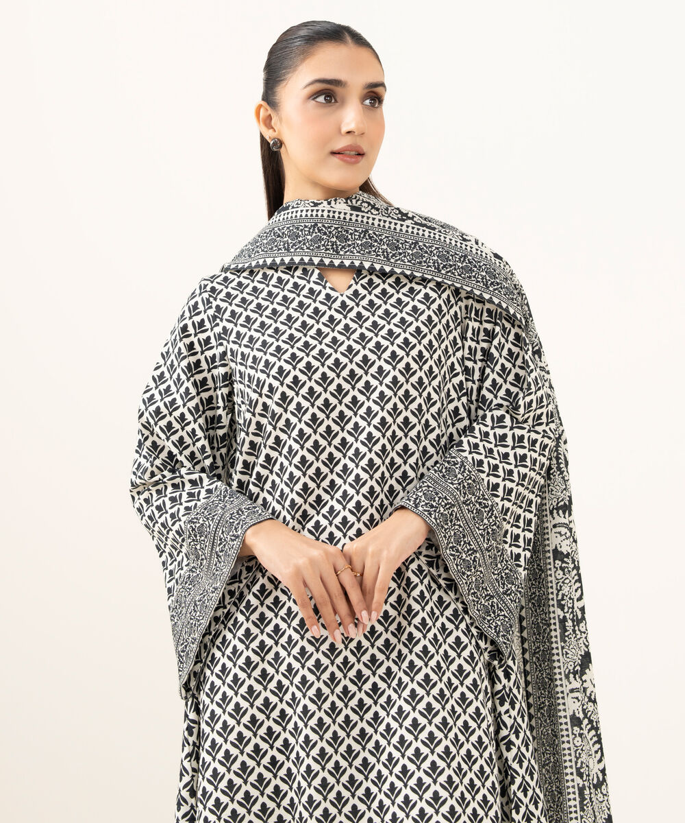 Women's Unstitched Lawn Printed Multi Three Piece Suit