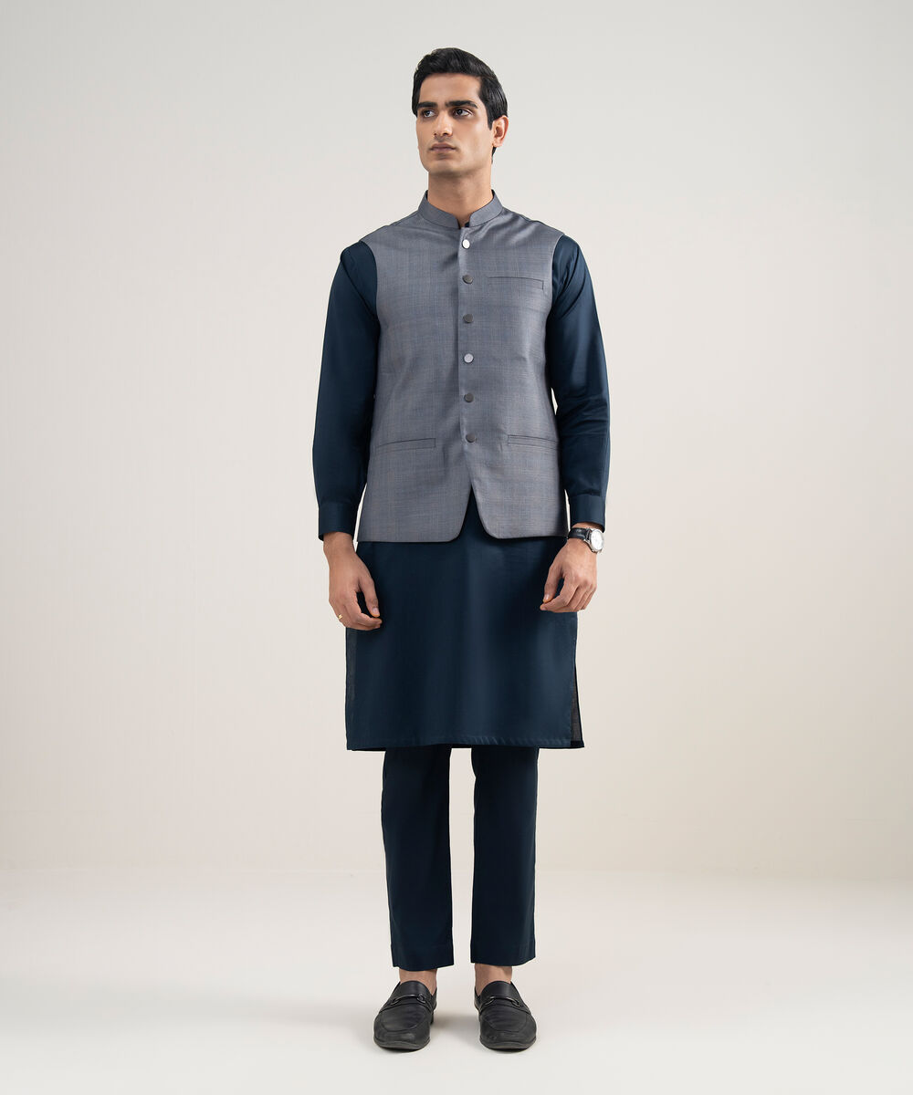 Men's Stitched Premium Suiting Medium Grey Waistcoat