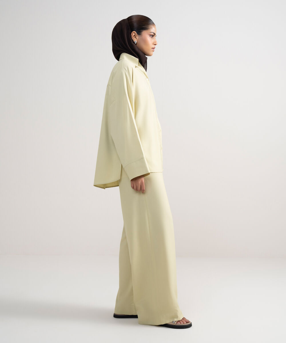 Women's Beige Wide-Leg Pants