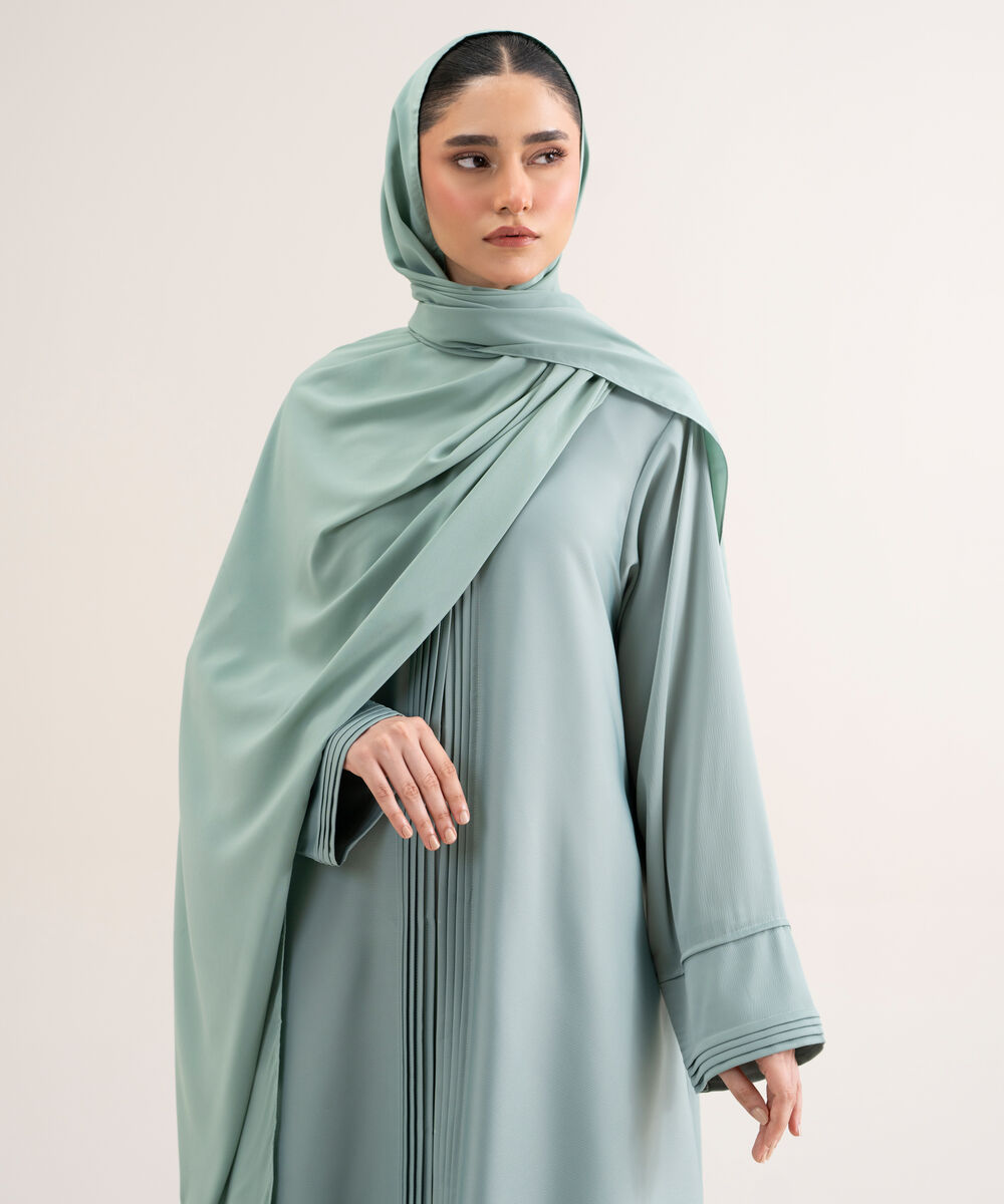 Women's Polyester Sky Blue Regular Abaya Set