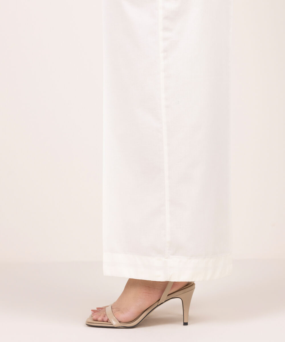 Women's RTW Lawn Solid Off White Culottes