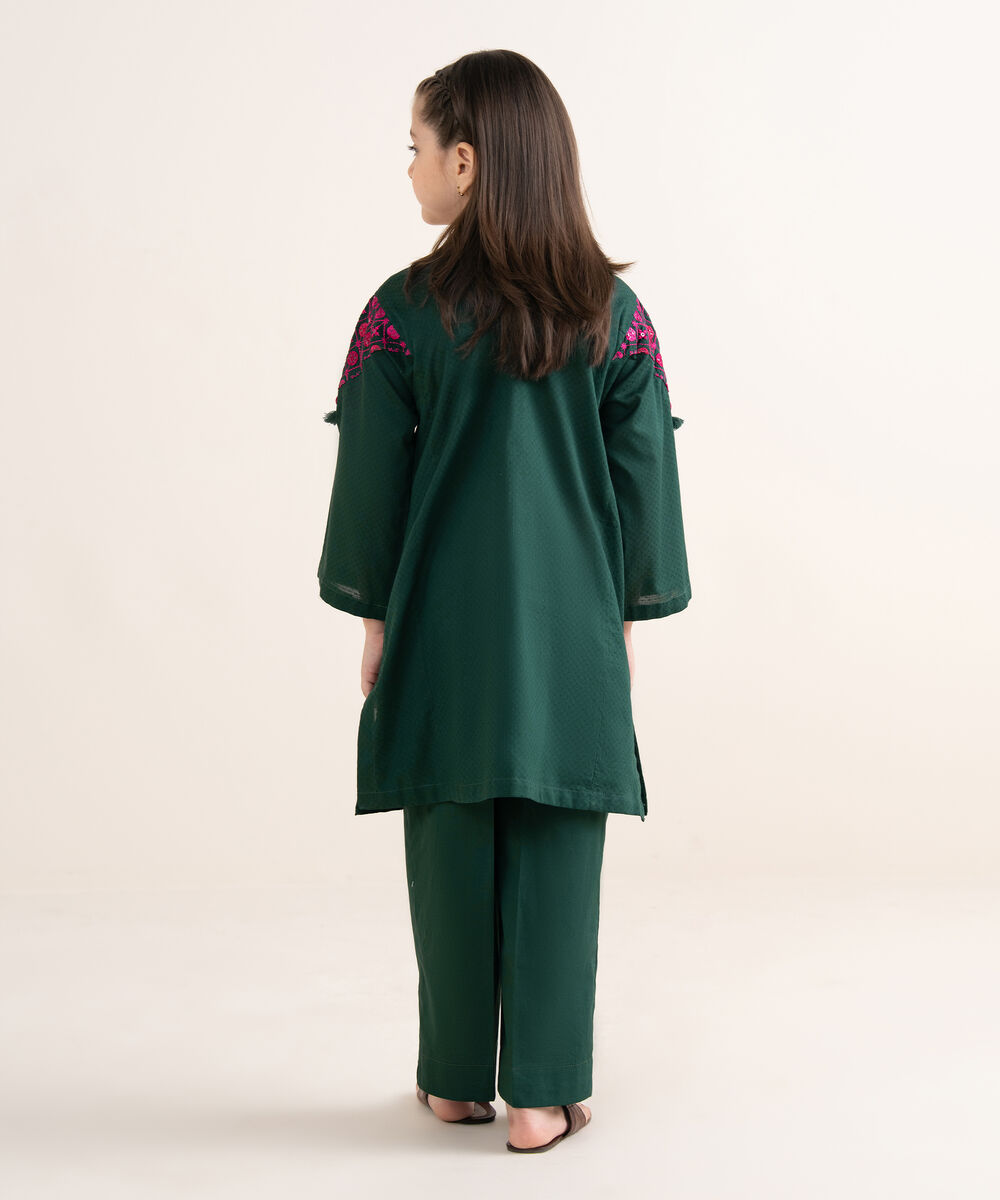 Girls Two Piece Embroidered Textured Lawn Suit