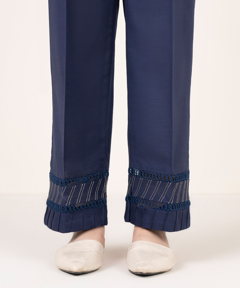 Women's RTW Khaddar Solid Blue Culottes