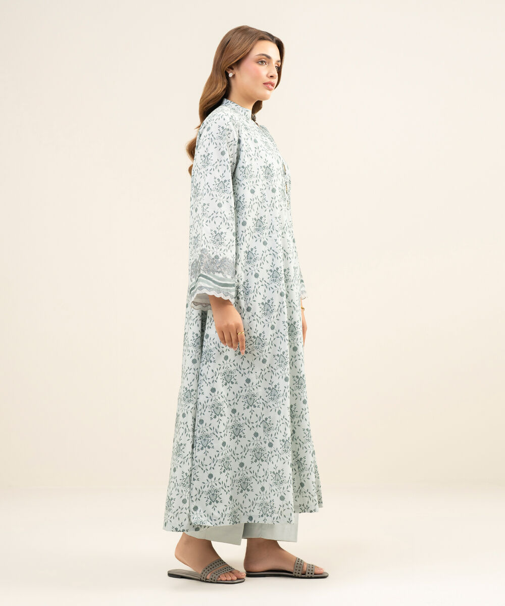 Women's Unstitched Lawn Embroidered Grey 3 Piece Suit