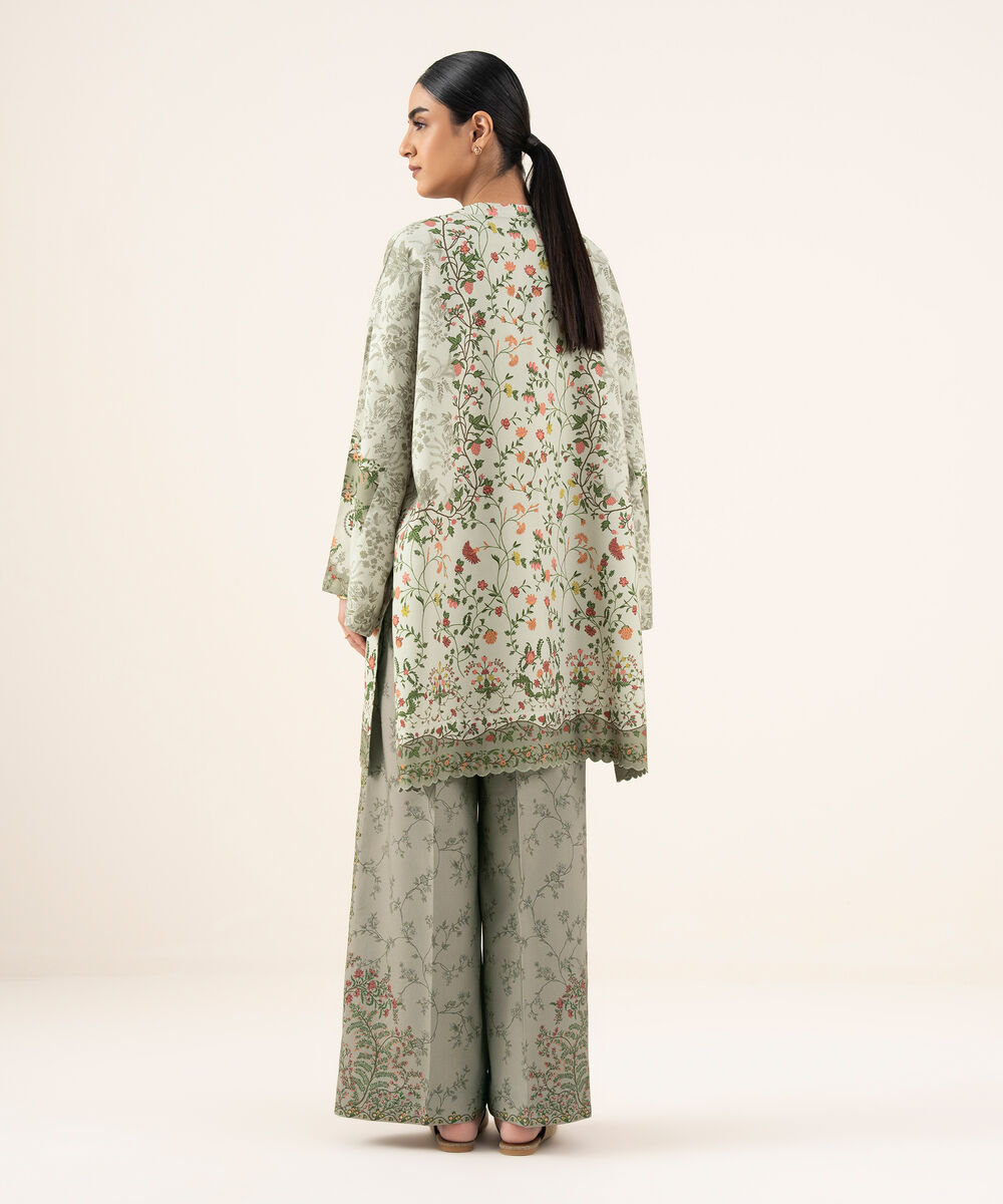 Women's Unstitched Printed Viscose Khaddar Beige 2 Piece Suit