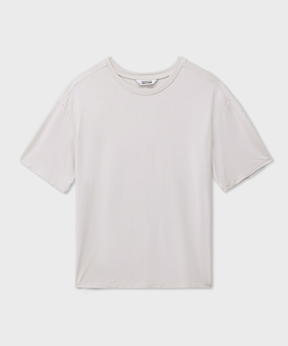 Women's Beige Flowing Loose Fit T-Shirt