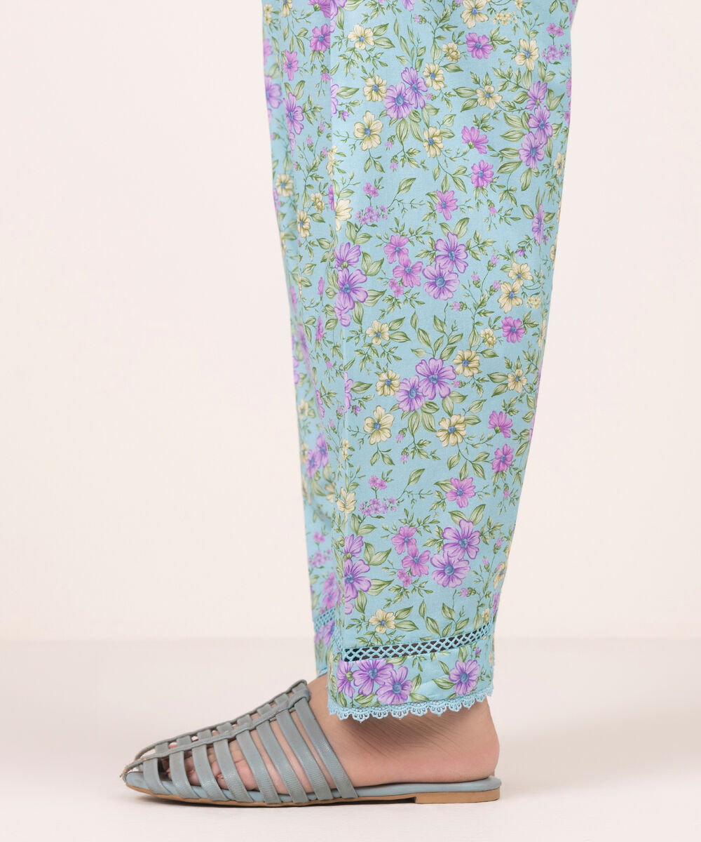 Women's RTW Lawn Printed Blue Shalwar