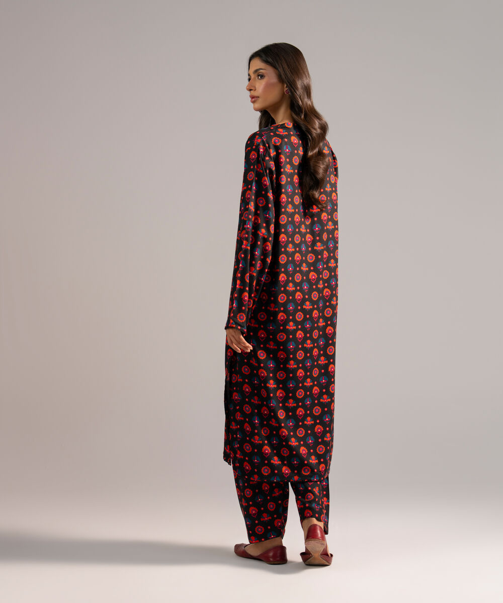 Women's RTW Arabic Lawn Printed Black 2 Piece Suit