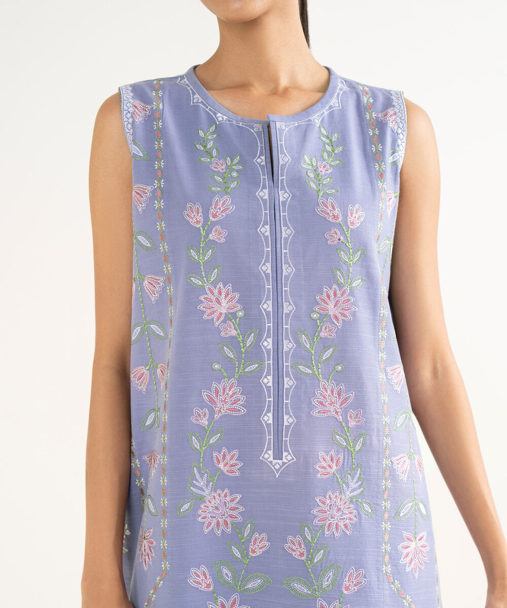 Women's Unstitched Khaddar Embroidered Purple 3 Piece Suit