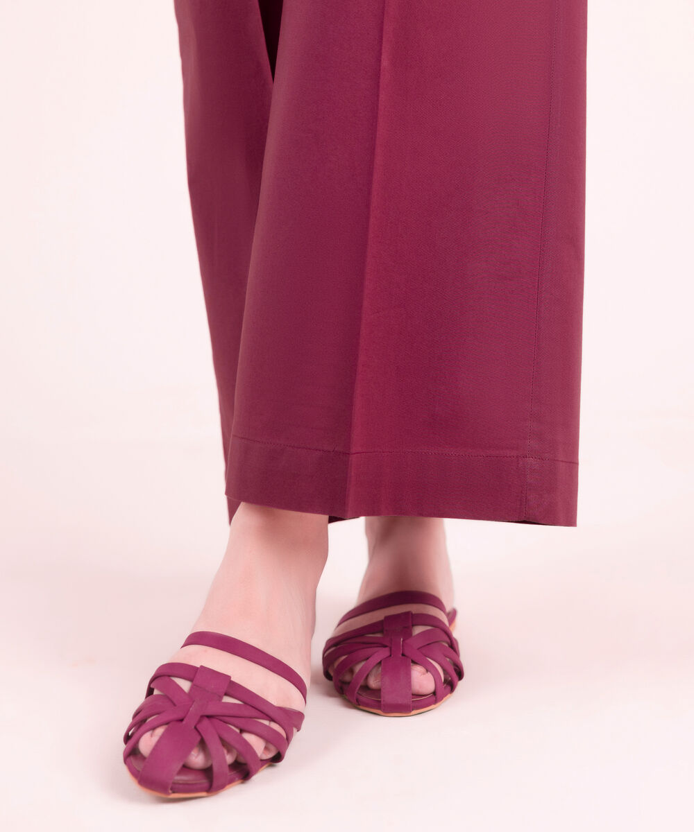 Women's RTW Linen Viscose Solid Plum Culottes