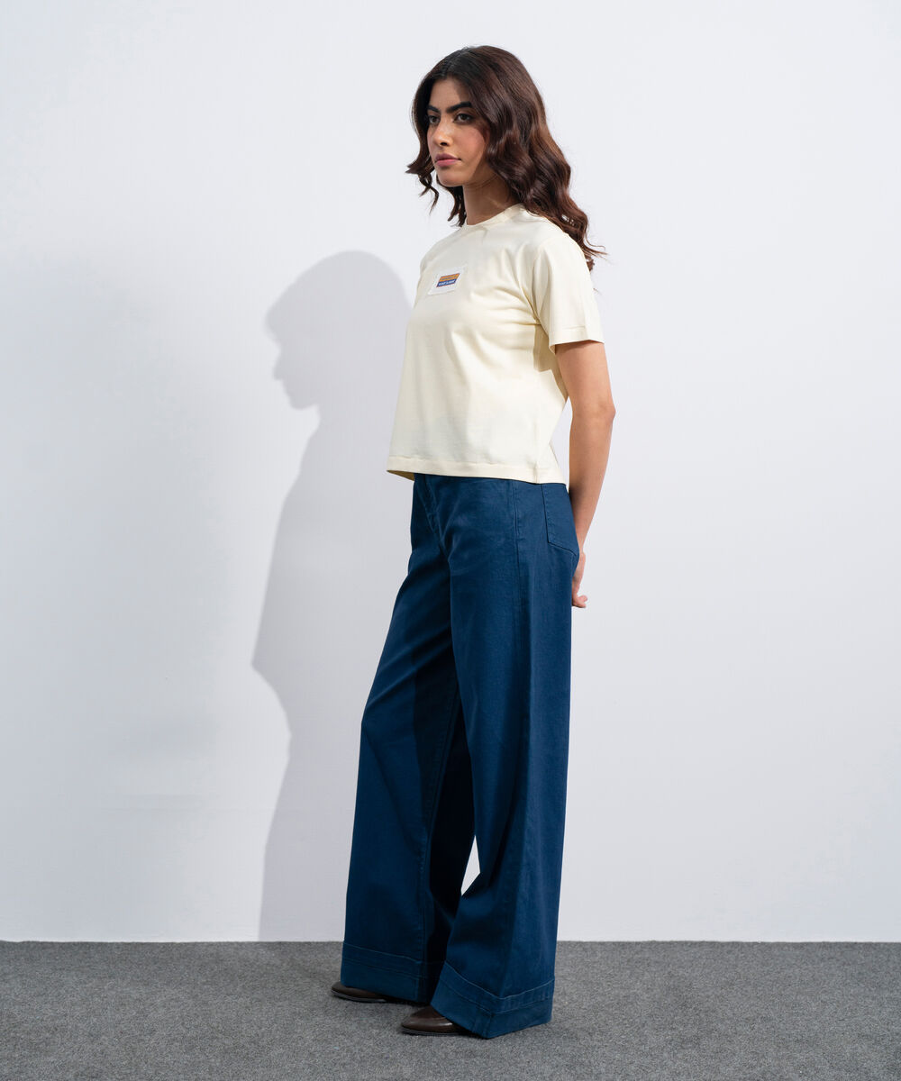 Women's Western Butter Yellow Graphic T-Shirt In Mercerized Cotton Jersey
