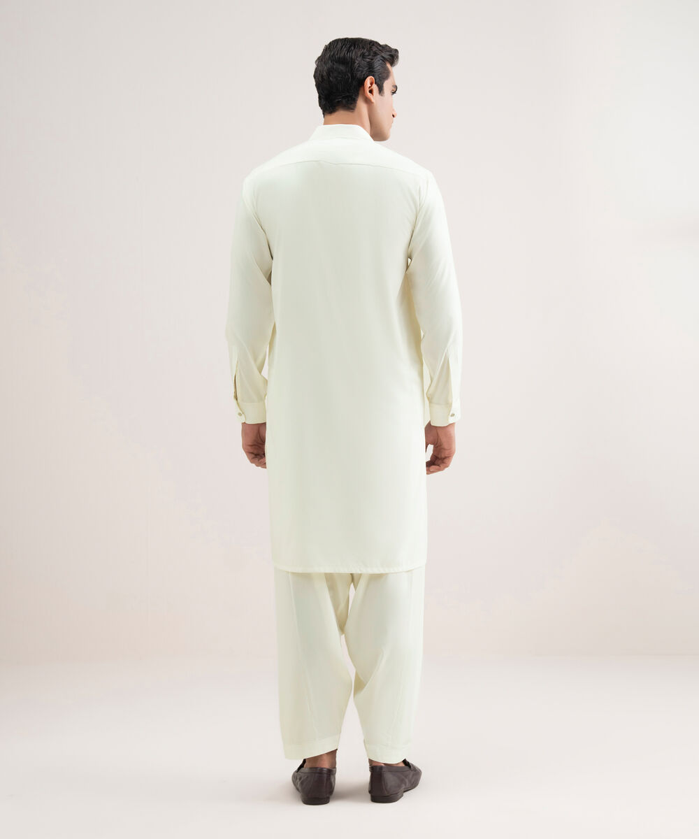 Men'S Stitched Light Cream Premium Wash And  Wear Suit