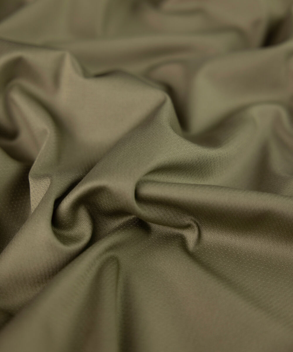 Men's Unstitched olive premium cotton dobby Suit