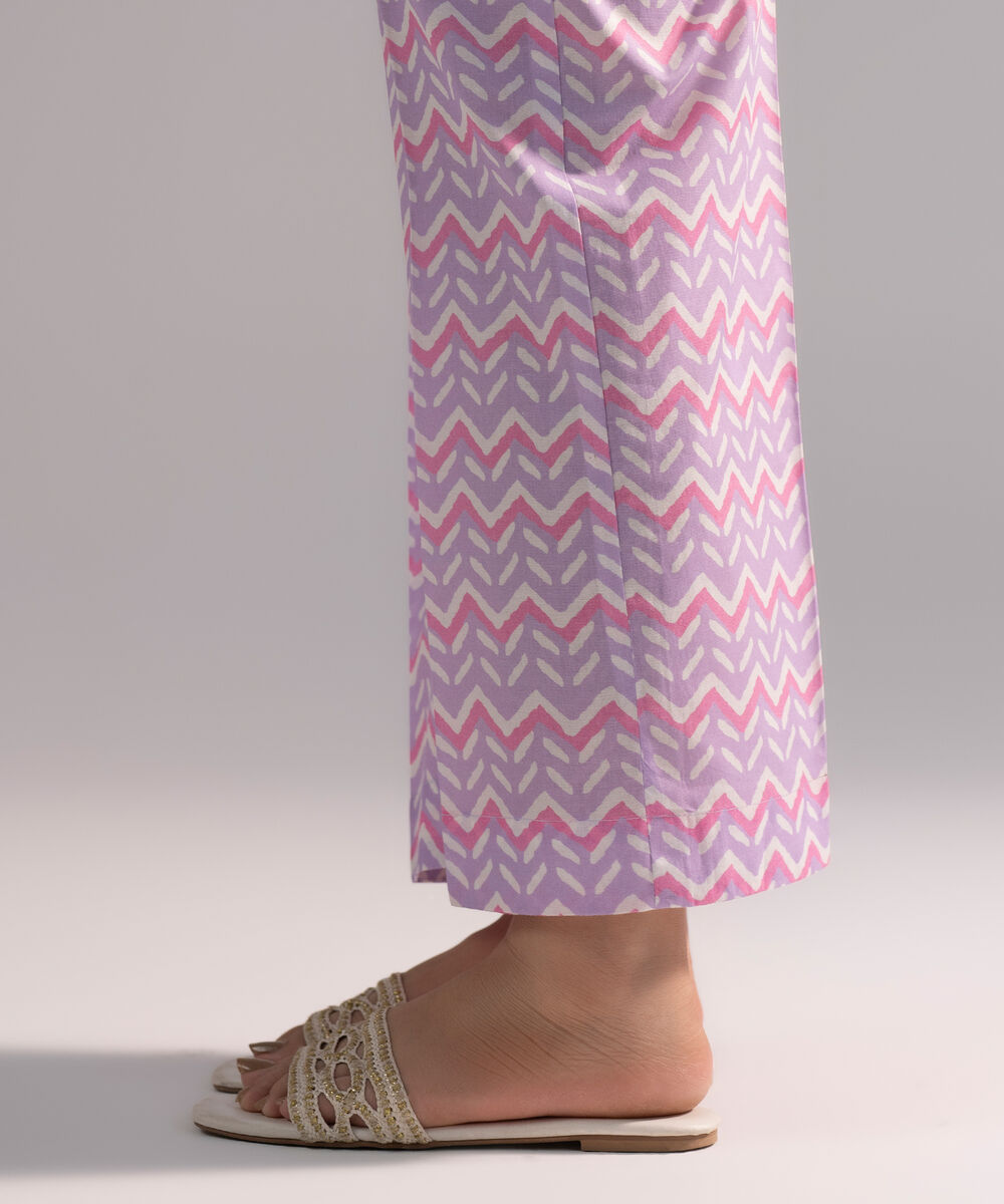 Women's RTW Cambric Printed Lavender Straight Pants
