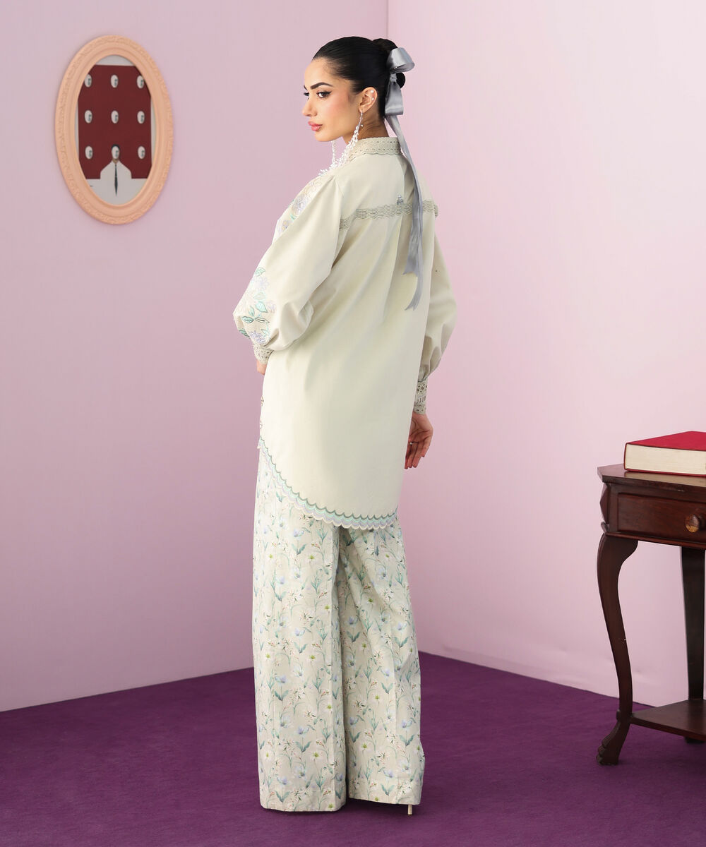 Women's Unstitched Lawn Embroidered Green Two Piece Suit