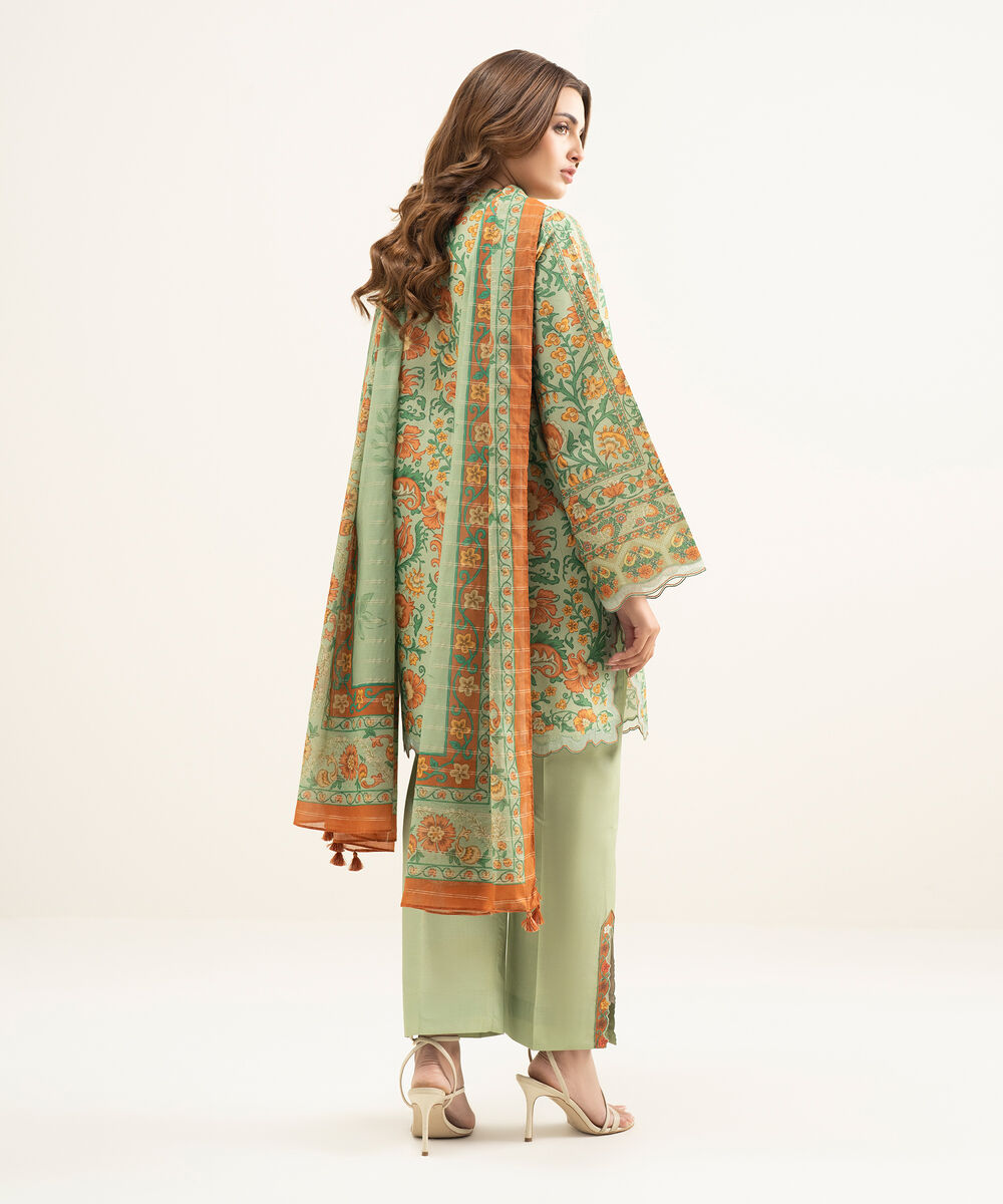 Women's Unstitched Zari Lawn Multi Printed 3 Piece Suit