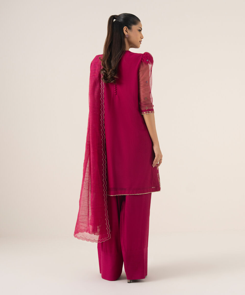 Women's Unstitched Blended Net Dyed Three Piece Suit