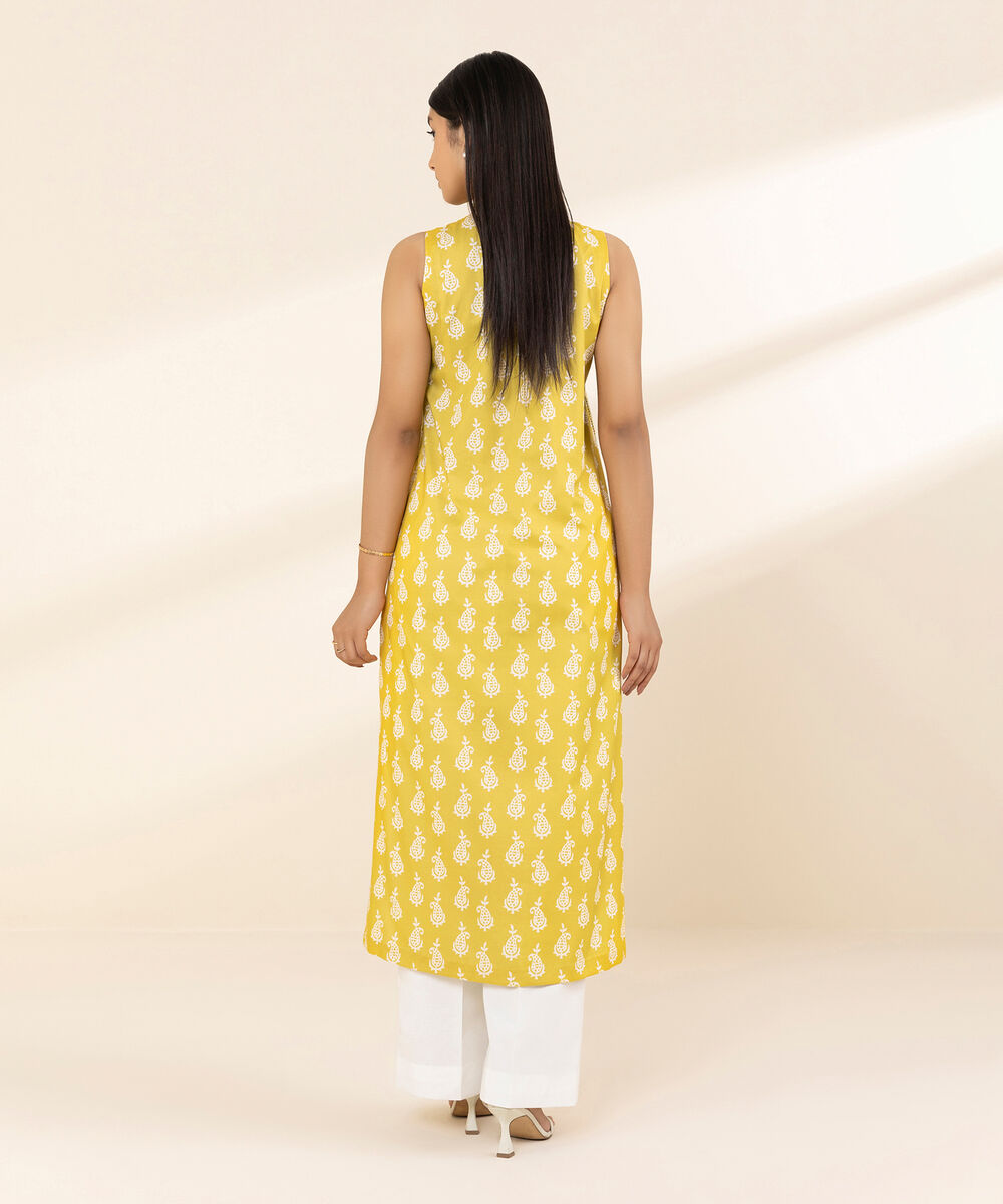 Women's Unstitched Lawn Embroidered Yellow Shirt