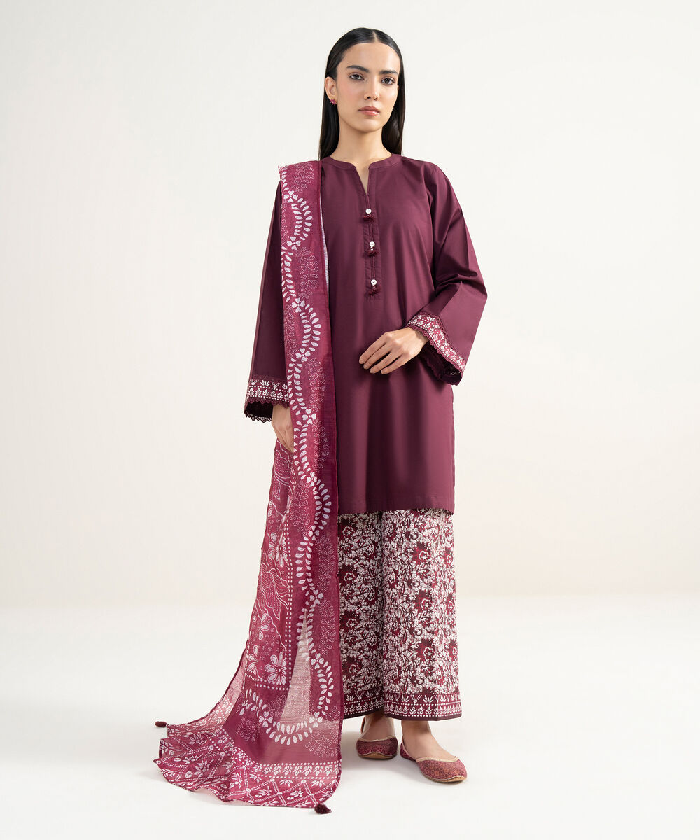 Women's RTW Lawn Solid Pink Straight Shirt