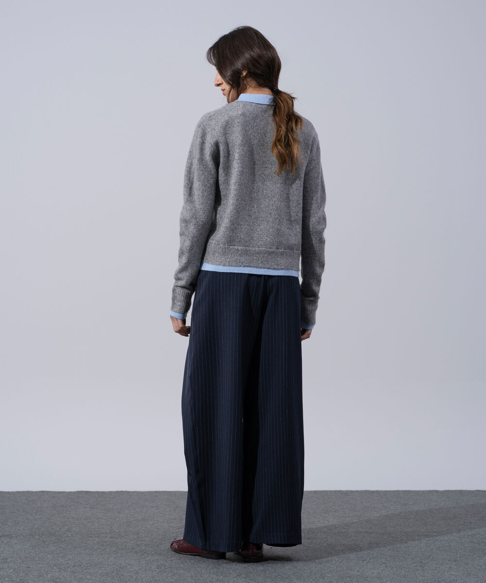 Women's Western Wear Grey Melange Wool Blend Jumper