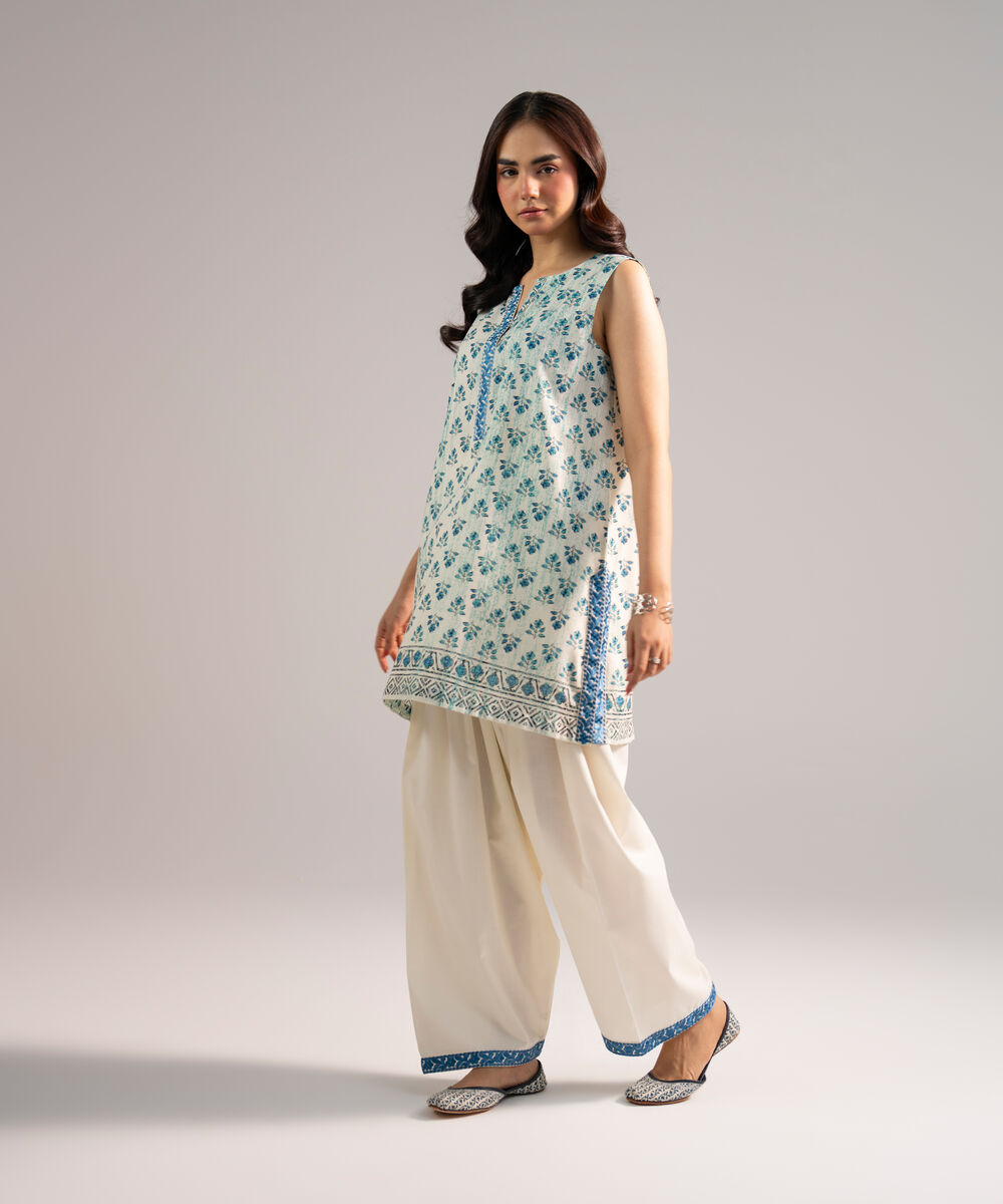 Women's RTW Cotton Viscose Embroidered White Straight Shirt