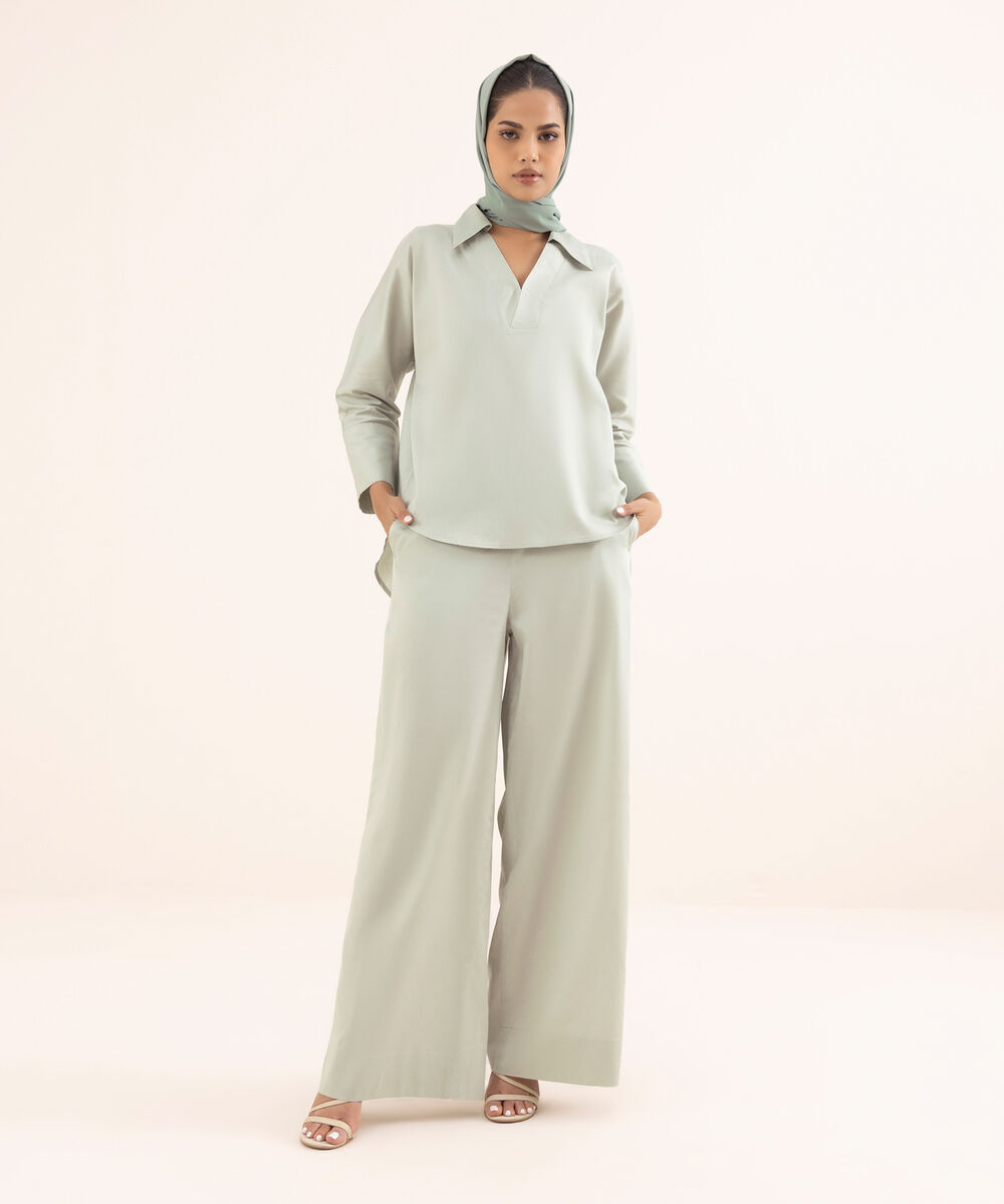 Women's Grey Cotton Modest Trousers