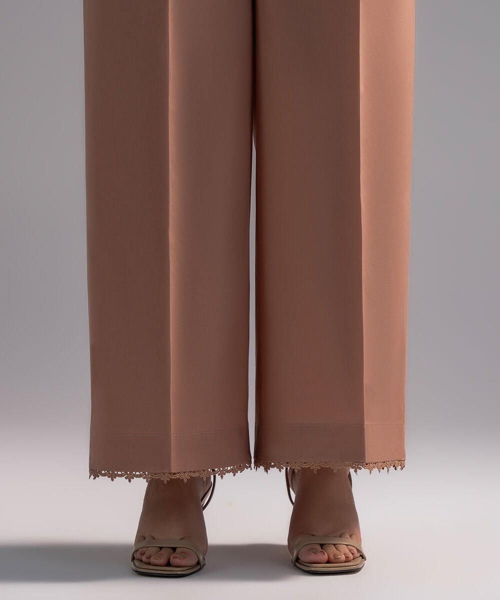 Women's RTW Cambric Solid Dark Beige Culottes