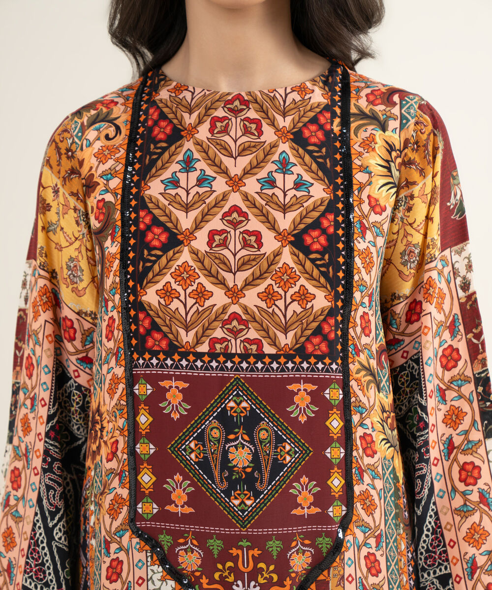 Women's RTW Bemberg Grip Printed Black 3 Piece Suit