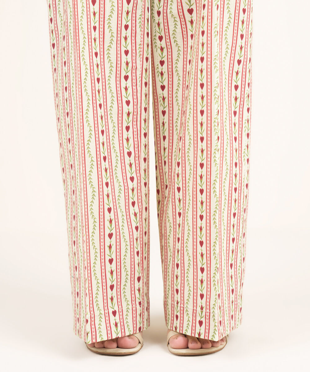 Women's RTW Crosshatch Printed Off White Flared Pants